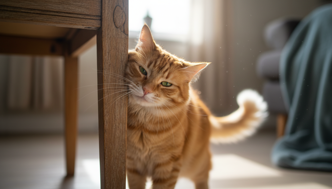 Katzenausdrücke wie Miauen, Schnurren, Fauchen und Knurren, die ihre Bedürfnisse und Emotionen kommunizieren, dargestellt mit einer Katze in verschiedenen Positionen.
